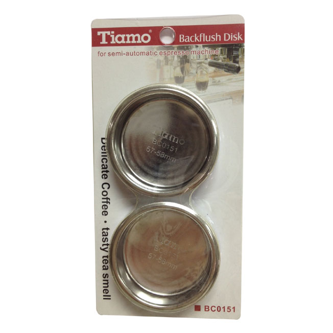 TIAMO 半自動咖啡機清洗杯2入 逆洗用無孔濾杯 58mm 