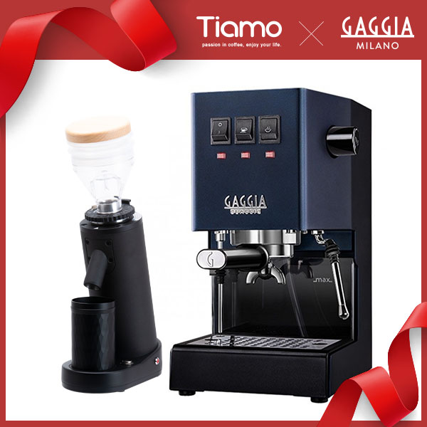 GAGGIA CLASSIC Pro 專業半自動咖啡機 - 升級版 110V 經典藍 + TIAMO K40R 錐刀磨豆機  |GAGGIA 咖啡機