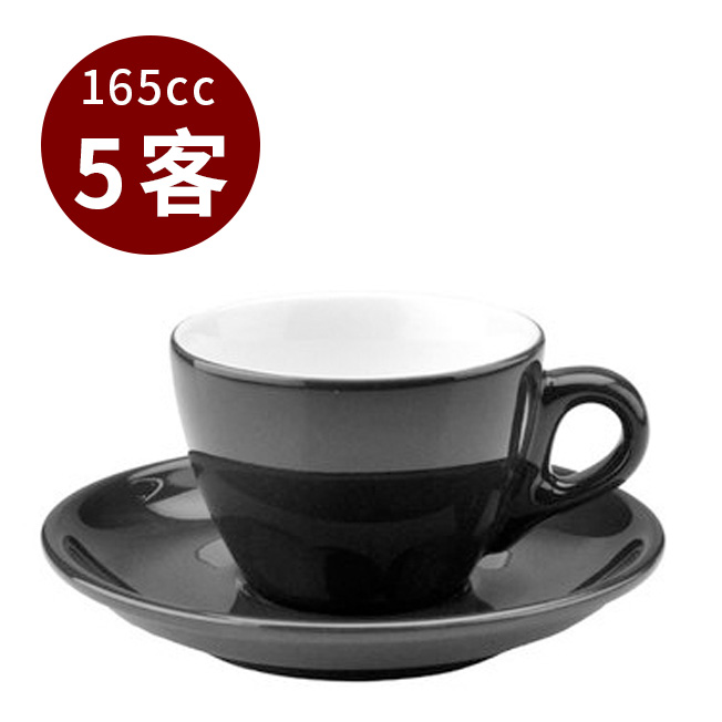 【停產】TIAMO 13號 咖啡杯盤組 5客/組 165cc黑  |【停產】非電器產品