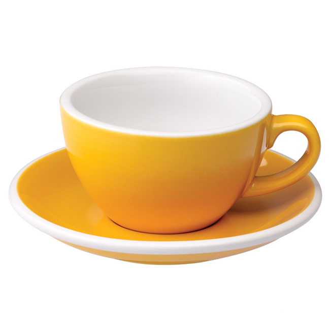 愛陶樂 Egg 200 咖啡杯盤組200cc黃色 31131054  |瓷器咖啡杯盤組