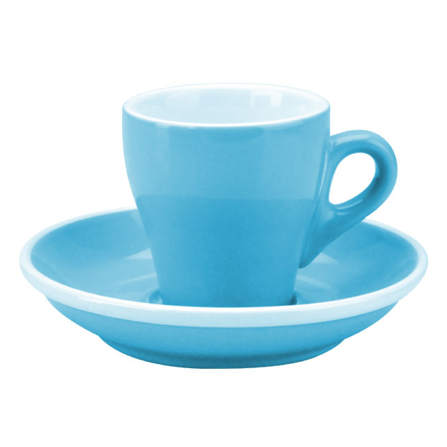 TIAMO 17號鬱金香濃縮杯盤組(雙色) 5客 90cc 粉藍  |瓷器咖啡杯盤組
