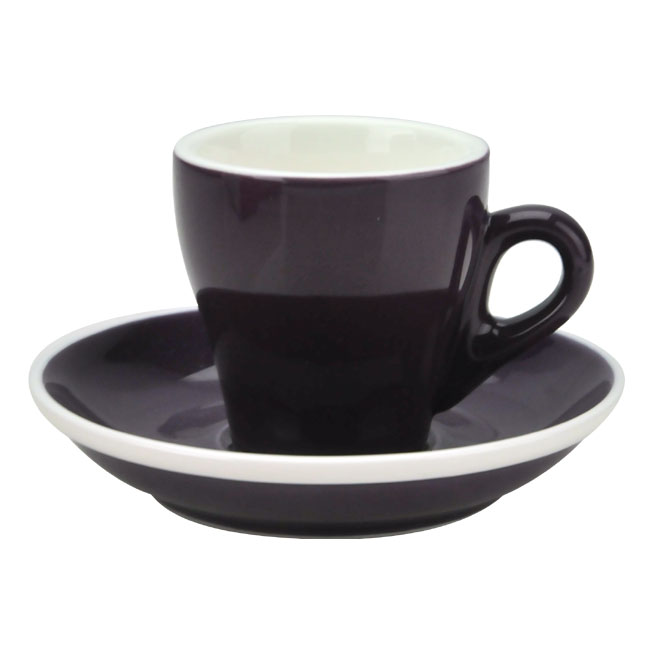 TIAMO 17號鬱金香濃縮杯盤組(雙色) 5客 90cc 紫  |瓷器咖啡杯盤組