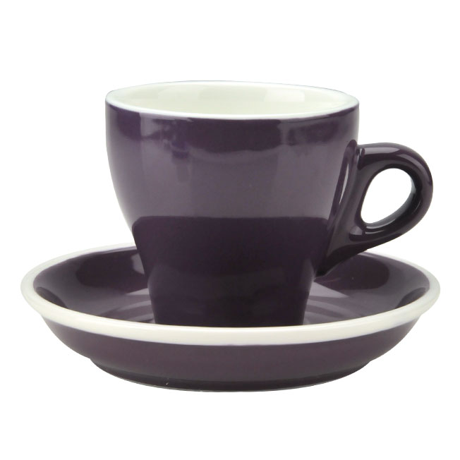 TIAMO 14號鬱金香卡布杯盤組(雙色) 5客 180cc 紫  |瓷器咖啡杯盤組