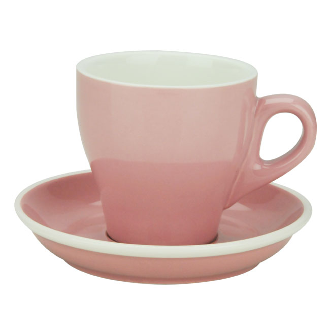 TIAMO 14號鬱金香卡布杯盤組(雙色) 5客 180cc 粉紅  |瓷器咖啡杯盤組