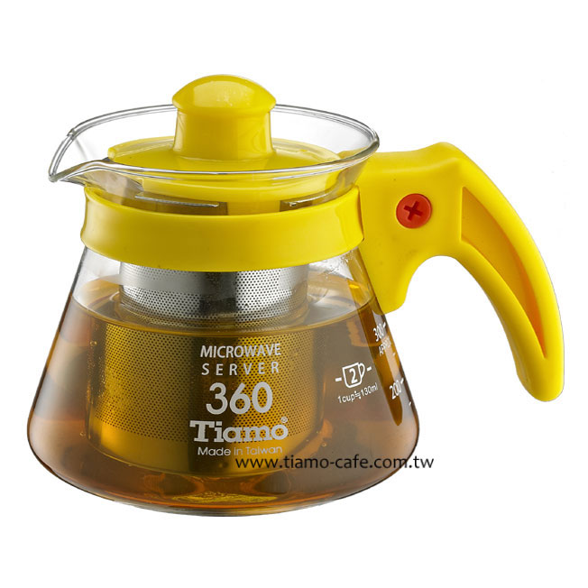 TIAMO 不鏽鋼濾網 玻璃花茶壺360cc 通過SGS檢測  |玻璃花茶壺 / 泡茶器具