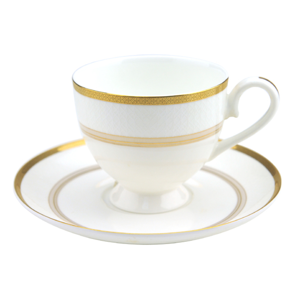 TIAMO 骨瓷簡約貴族紋飾 咖啡杯組 二杯二盤 200ml  |瓷器咖啡杯盤組