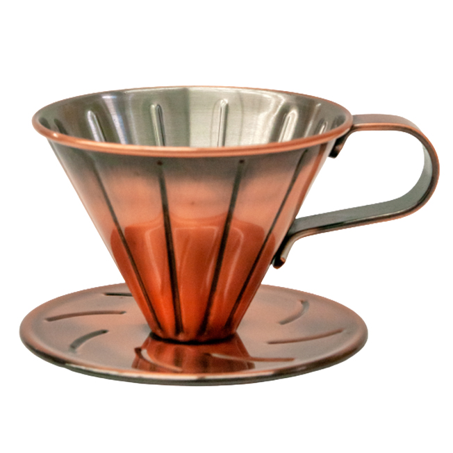 【特惠】Tiamo V01不銹鋼圓錐咖啡濾器組 (古銅) 附量匙濾紙  |錐型咖啡濾杯 / 濾紙