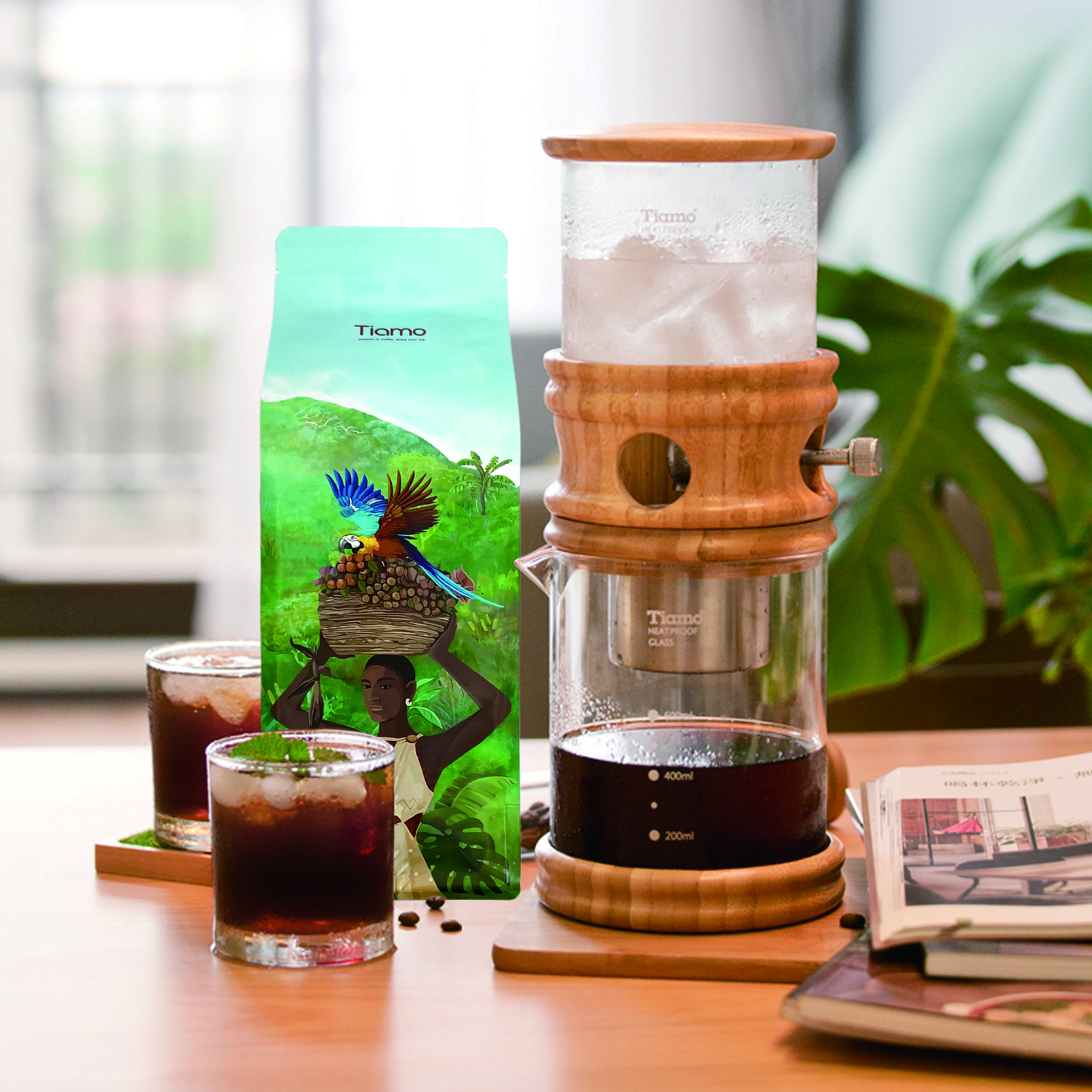 TIAMO竹製冰滴咖啡壺+ 冰滴咖啡豆  |冰滴咖啡壺