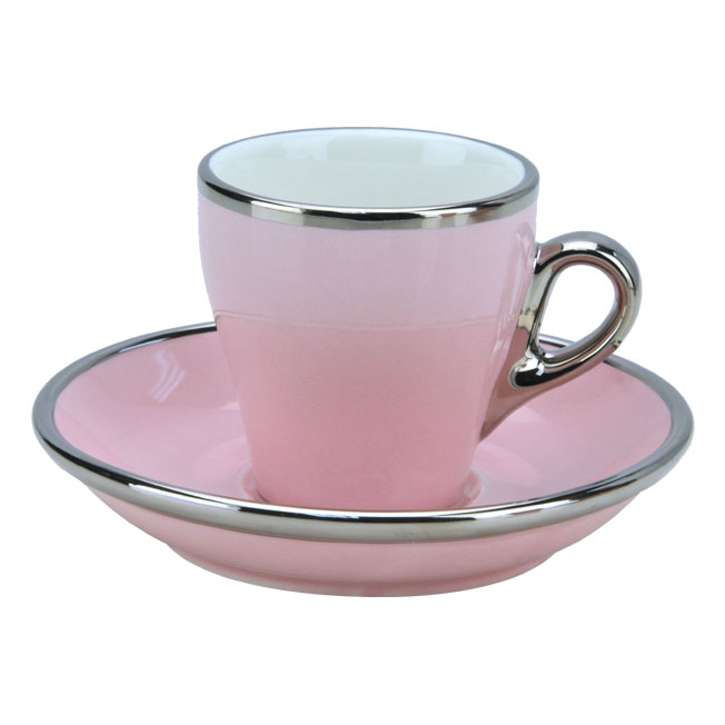 TIAMO 18號鬱金香大卡布杯盤組(白金) 單客 220cc 粉紅  |瓷器咖啡杯盤組