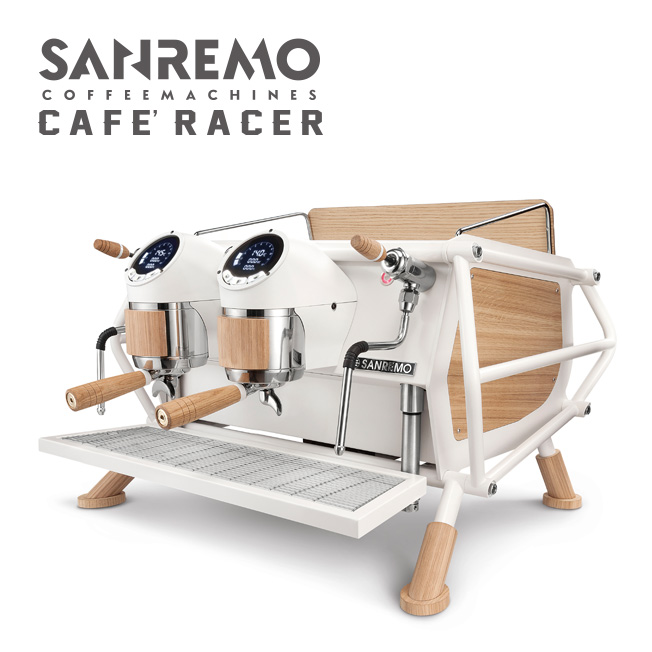 SANREMO CAFE RACER WHITE & WOOD STANDARD 雙孔營業用咖啡機 ( 經典率性版 ) 220V  |SANREMO 咖啡機